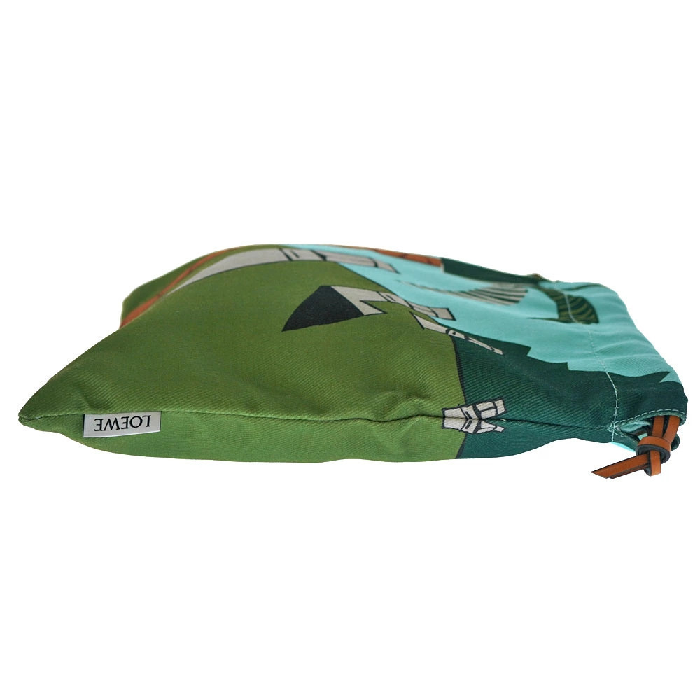 Loewe Easter Bag Leather Island Green Moai Palm Tree Clutch Drawstring
